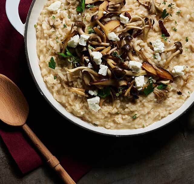 Black Truffle Goat Cheese Risotto with Wild Mushrooms