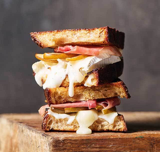 Grilled Creamy Goat Cheese Proscuitto Pear Sandwich
