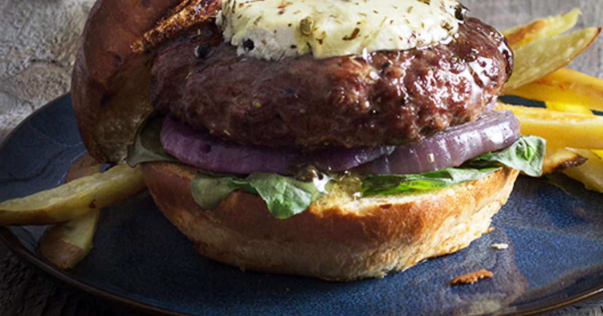 Marinated Goat Cheese Lamb Burger | Laura Chenel