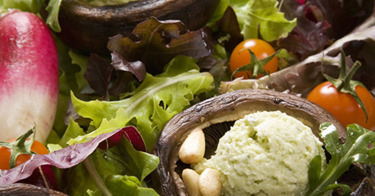 Mushroom Appetizers with Goat Cheese & Pesto nn Mixed… | Laura Chenel