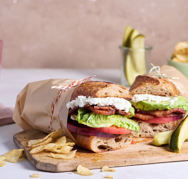 Goat cheese BLTA sandwich